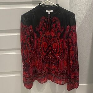 Zara Black and Red Paisley Blouse